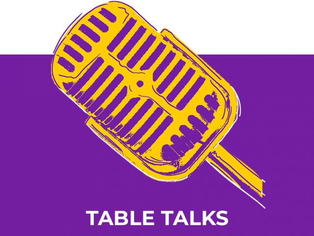old fashioned microphone image with the label TABLE TALKS