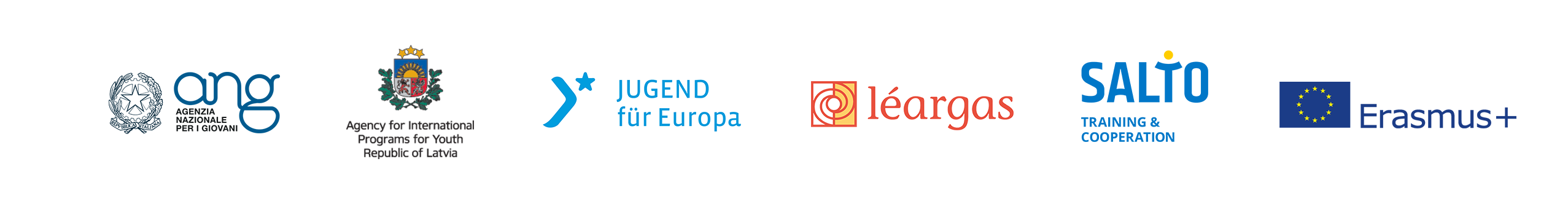 logos of JUGEND für Europa (DE), Jaunatnes starptautisko programmu aģentūra (LV), Agenzia nazionale per i giovani (IT) and Léargas (IE), SALTO Training & Cooperation resource center, Erasmus + programme